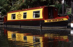 Image: 'The Iron Duck' narrowboat and reflection