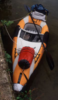 Image: Inflatable kayak loaded with gear