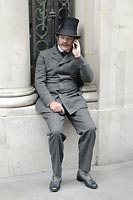 Victorian gent on mobile phone